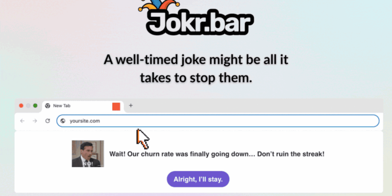 Jokr.bar: A well-timed joke to stop your visitors from bouncing.