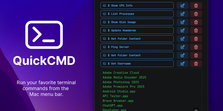 QuickCMD: Your favorite commands now in your MacOS menu bar