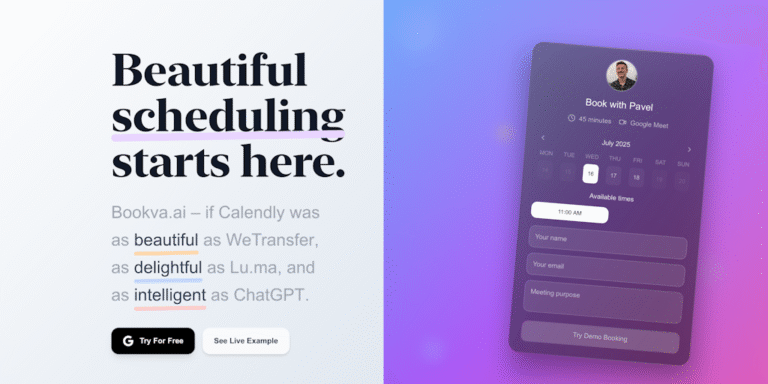 Bookva.ai: If Calendly was beautiful as WeTransfer and smart as ChatGPT