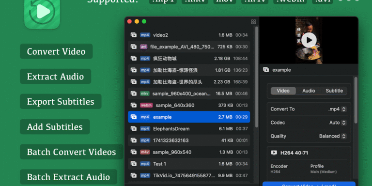 Videoer: Batch convert & audio extract