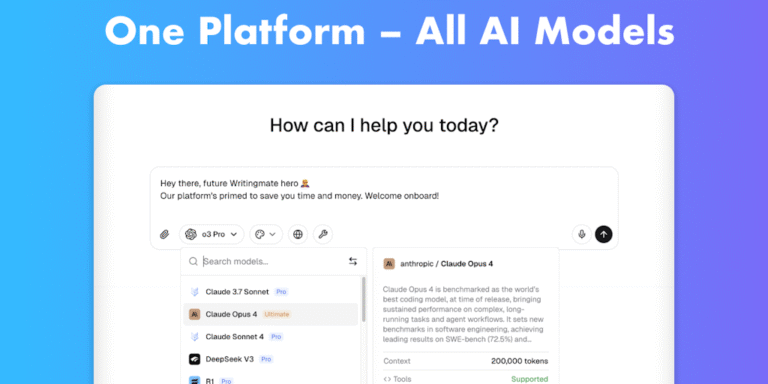 Writingmate.ai: All-in-one AI Platform with access to all flagship AI models