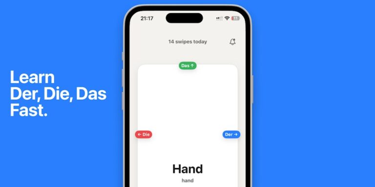 Der Die Das Swipe: Master German articles faster with a flashcard-based method