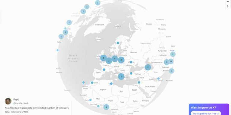 SupaBird Followers Map: See where your X followers are around the globe