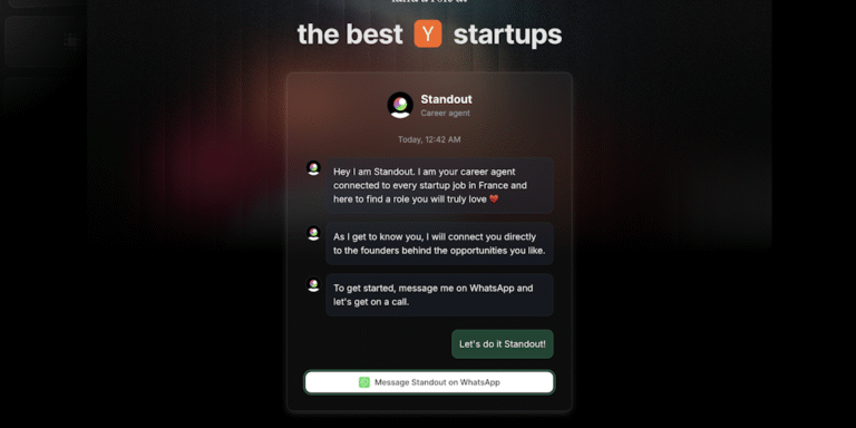 Standout: Your personal AI headhunter on WhatsApp to find startup jobs